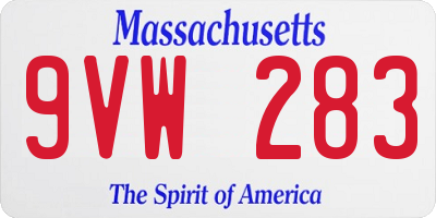 MA license plate 9VW283