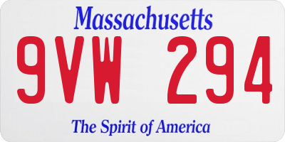 MA license plate 9VW294