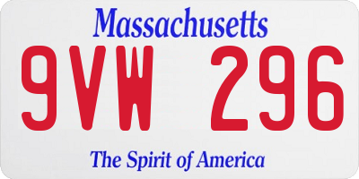 MA license plate 9VW296