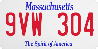 MA license plate 9VW304