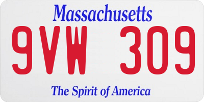 MA license plate 9VW309