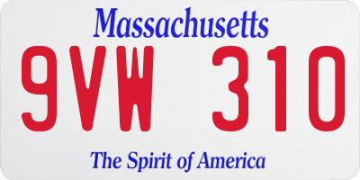 MA license plate 9VW310