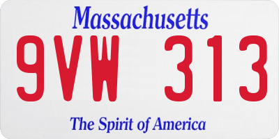 MA license plate 9VW313