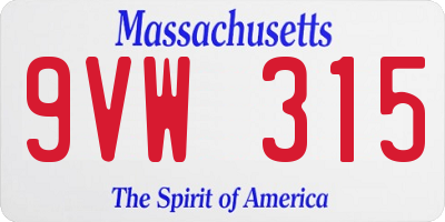 MA license plate 9VW315