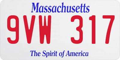 MA license plate 9VW317