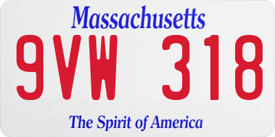 MA license plate 9VW318