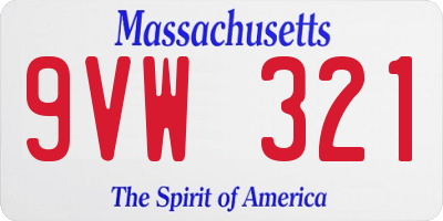 MA license plate 9VW321