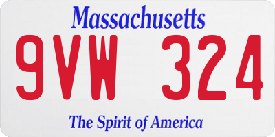 MA license plate 9VW324