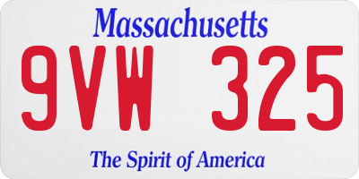MA license plate 9VW325