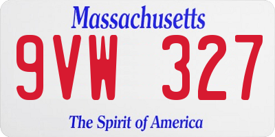 MA license plate 9VW327
