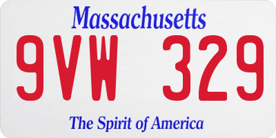 MA license plate 9VW329