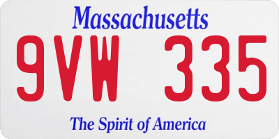 MA license plate 9VW335