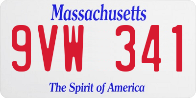 MA license plate 9VW341