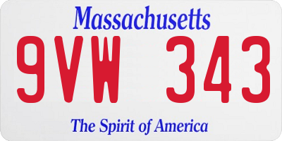MA license plate 9VW343