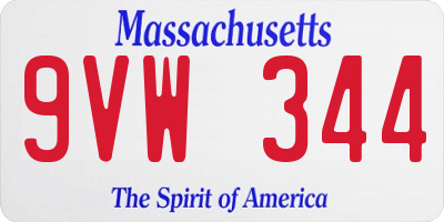 MA license plate 9VW344