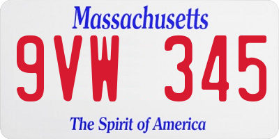 MA license plate 9VW345