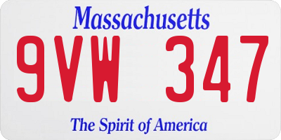 MA license plate 9VW347