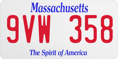 MA license plate 9VW358