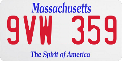 MA license plate 9VW359