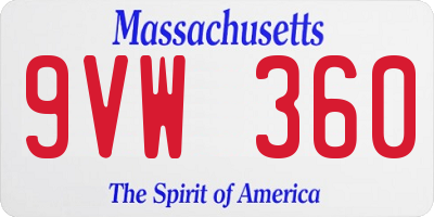 MA license plate 9VW360