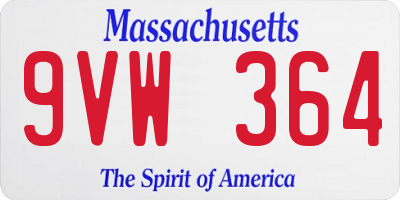 MA license plate 9VW364