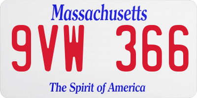 MA license plate 9VW366