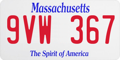 MA license plate 9VW367