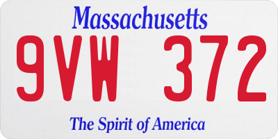 MA license plate 9VW372