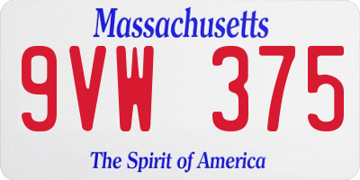MA license plate 9VW375