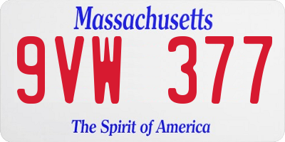 MA license plate 9VW377