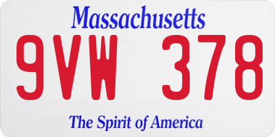 MA license plate 9VW378