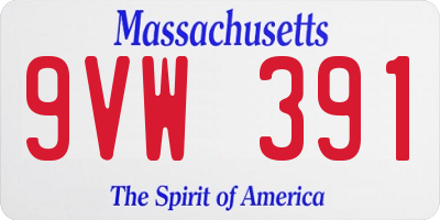 MA license plate 9VW391