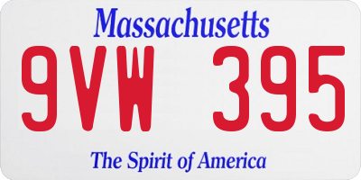MA license plate 9VW395