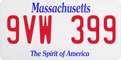 MA license plate 9VW399
