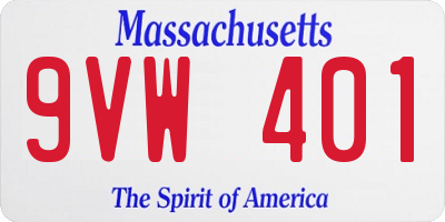 MA license plate 9VW401