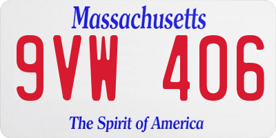 MA license plate 9VW406