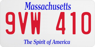 MA license plate 9VW410