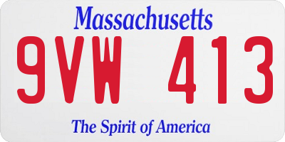 MA license plate 9VW413