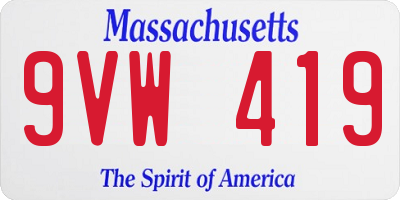 MA license plate 9VW419