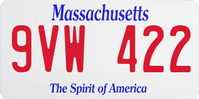 MA license plate 9VW422