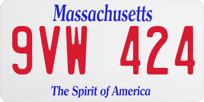 MA license plate 9VW424