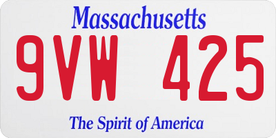 MA license plate 9VW425