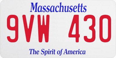 MA license plate 9VW430