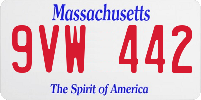 MA license plate 9VW442