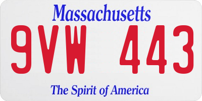 MA license plate 9VW443