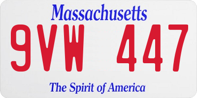 MA license plate 9VW447