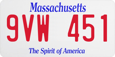 MA license plate 9VW451