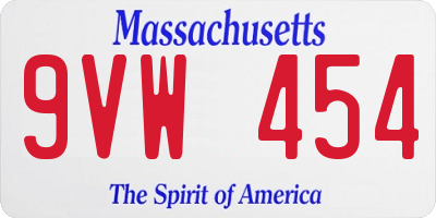 MA license plate 9VW454