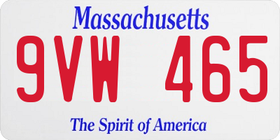MA license plate 9VW465