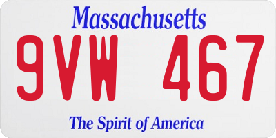 MA license plate 9VW467